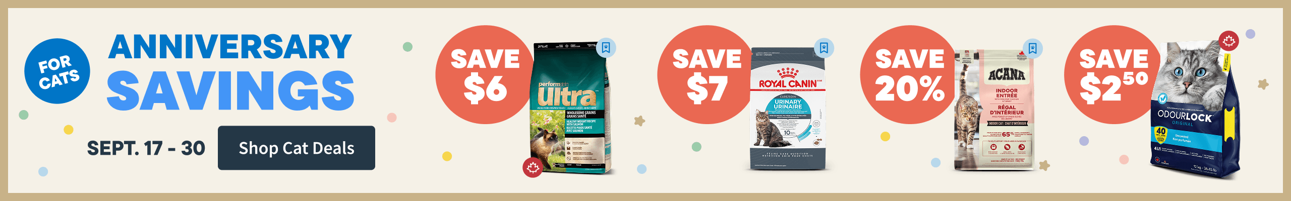 Anniversary Savings for Cats - Sept 17-30. Save Now