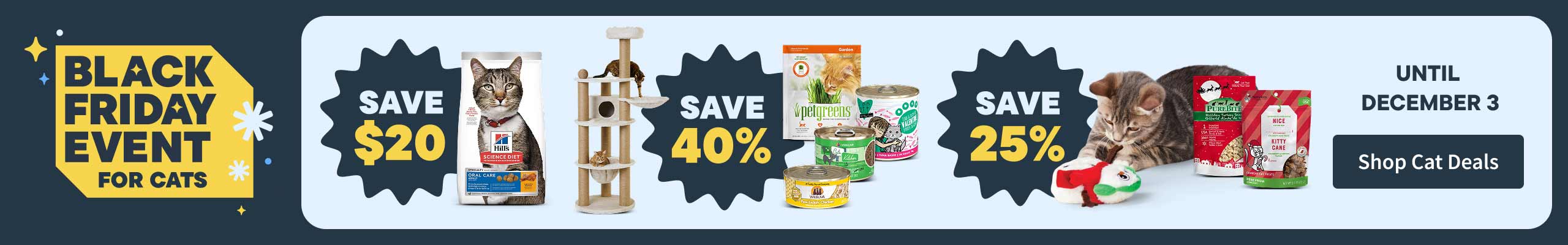 Black Friday Event for Cats until December 3. Save Now