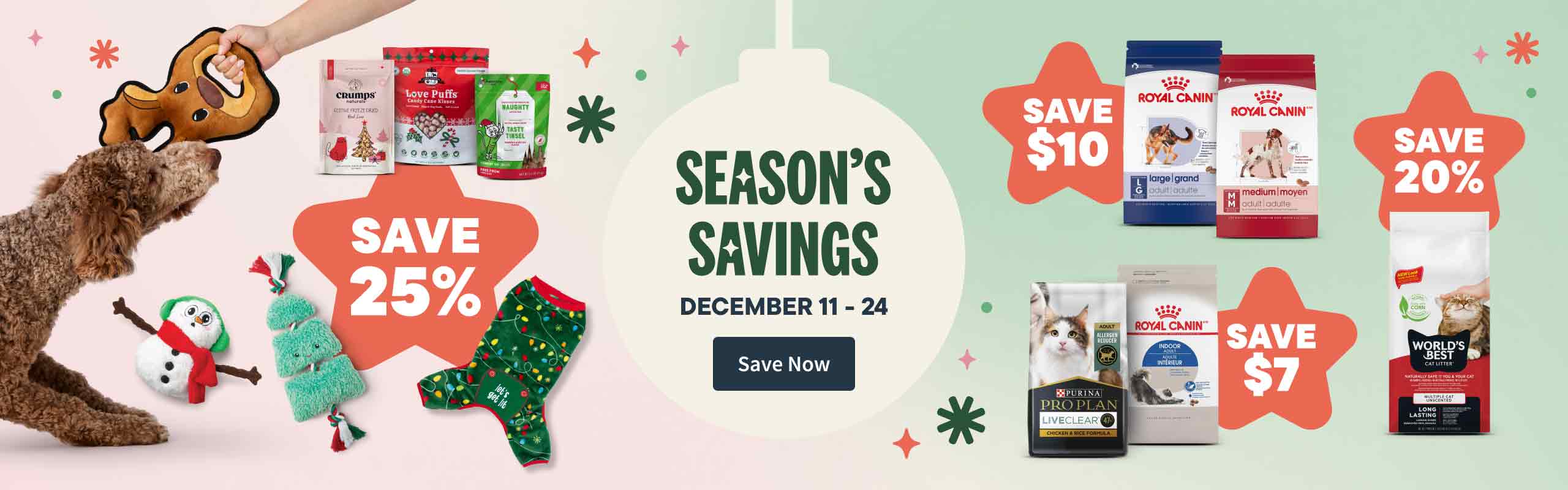 Season's Savings. December 11-24. Save Now
