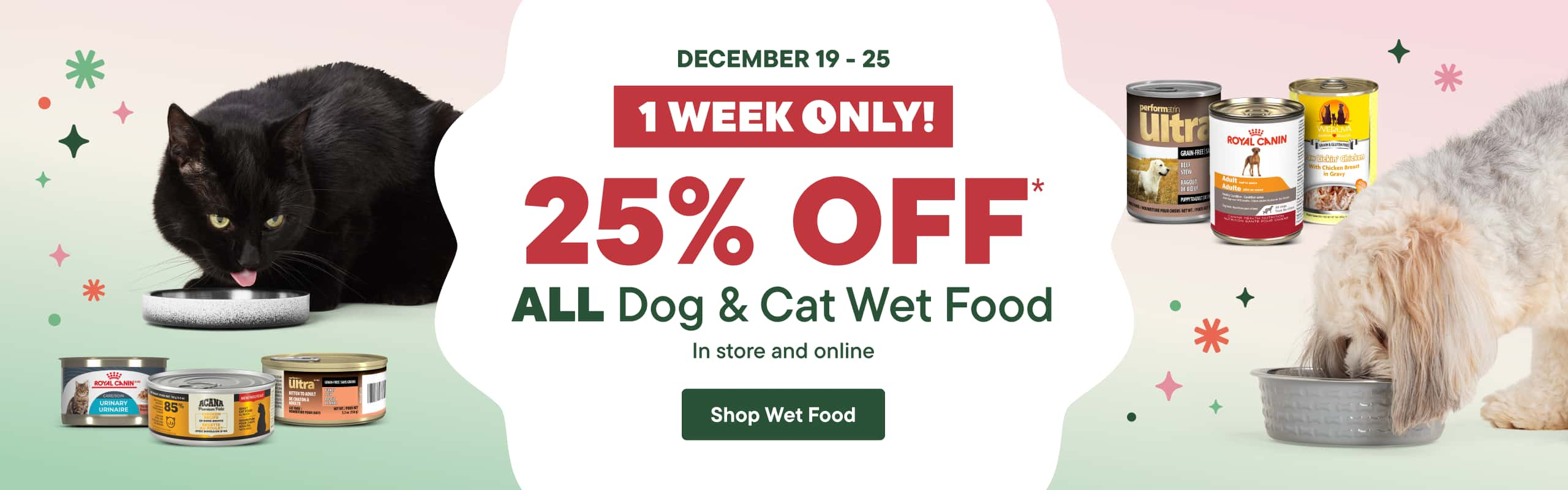 Stock up on wet food at Pet Valu! Save 25% on all brands of wet dog and cat food. Shop online or in-store today and give your furry friend a delicious meal.