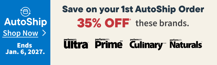 Choose your AutoShip Offer. Valid on ALL regular-priced food, treats, litter & more from select brands. Discounts vary. Shop Now