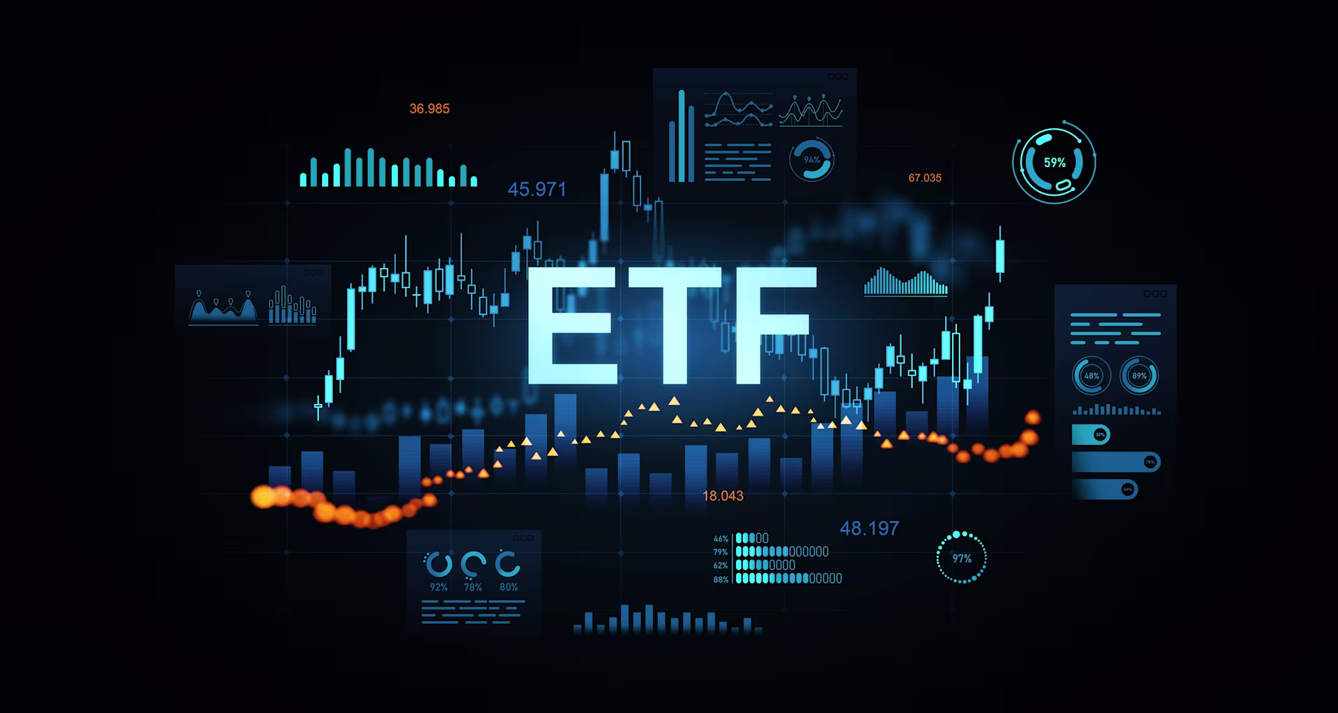 Digitale Darstellung eines ETFs und dessen Index'