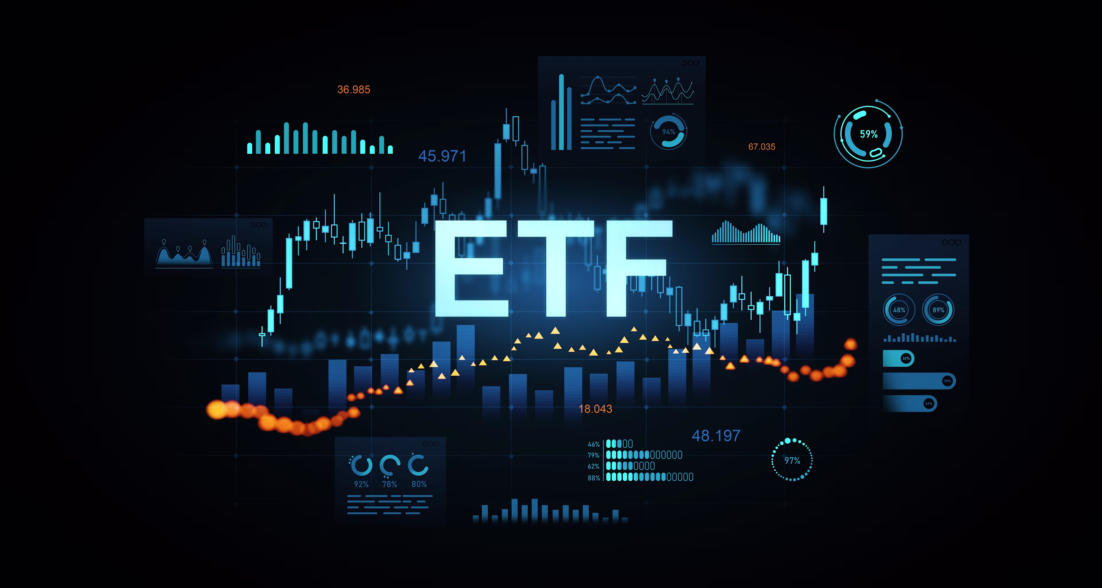 Digitale Darstellung eines ETFs und dessen Index'