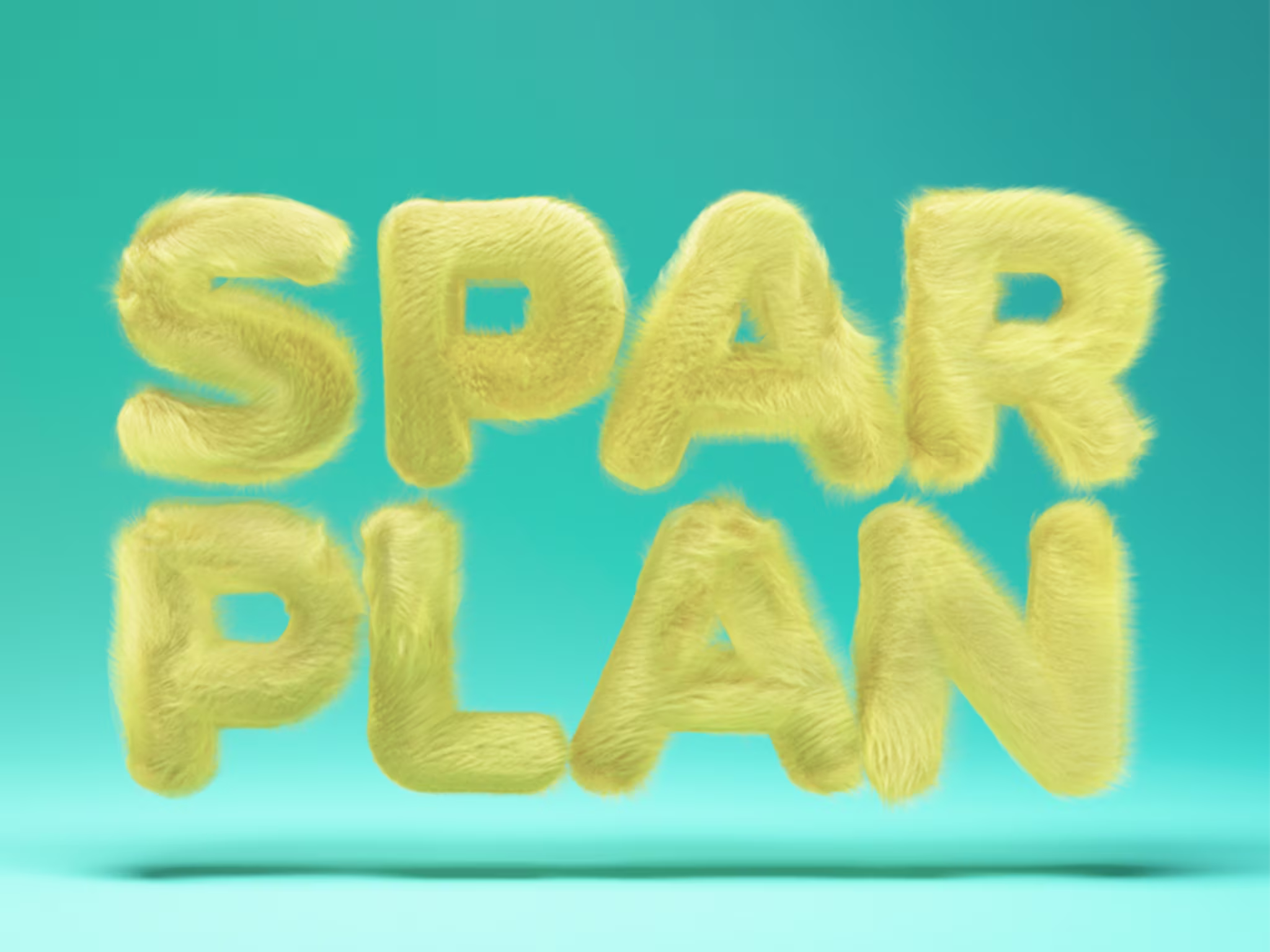 Grafik mit dem Text Sparplan in flauschigen Buchstaben