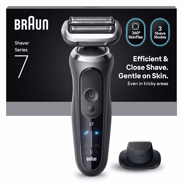 Bild des Series 7 G1200s Rasierersets mit Präzisionstrimmer-Aufsatz.