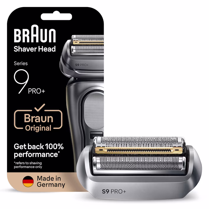 Braun Series 9 Ersatz-Scherkopf in Verpackung, stellt 100 % Leistung wieder her, hergestellt in Deutschland. Braun Series 9 Ersatz-Scherkopf in Verpackung, stellt 100 % Leistung wieder her, hergestellt in Deutschland.