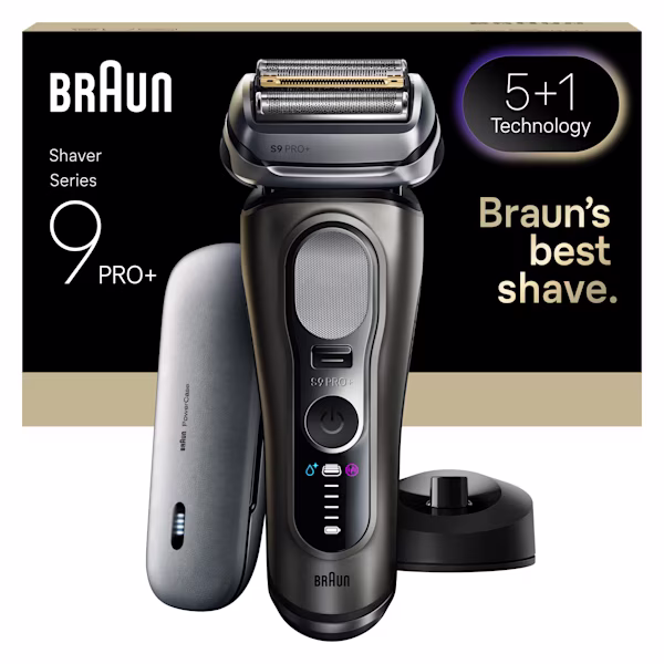 Braun Series 9 Pro+ 9625s mit PowerCase und Ladestation. Braun Series 9 Pro+ 9625s mit PowerCase und Ladestation.