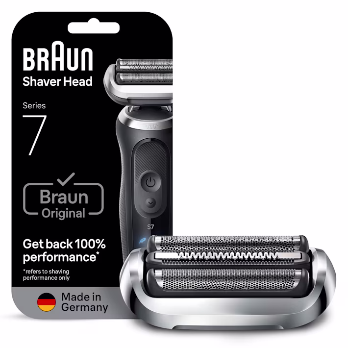 Braun Series 7 Ersatz-Scherkopf in Verpackung, stellt 100 % Leistung wieder her, hergestellt in Deutschland. Braun Series 7 Ersatz-Scherkopf in Verpackung, stellt 100 % Leistung wieder her, hergestellt in Deutschland.
