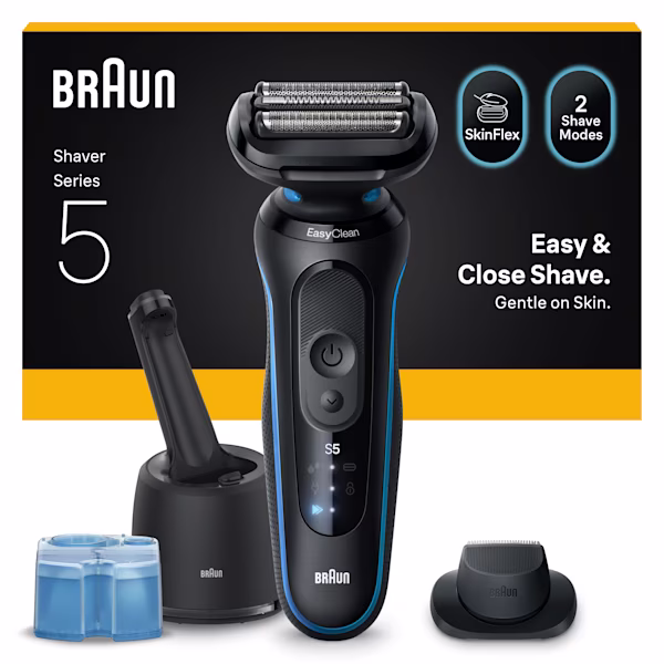 Bild des Series 5 B7200cc Rasierersets mit 4-in-1 SmartCare Reinigungsstation, Reinigungskartusche und Präzisionstrimmer-Aufsatz. Bild des Series 5 B7200cc Rasierersets mit 4-in-1 SmartCare Reinigungsstation, Reinigungskartusche und Präzisionstrimmer-Aufsatz.