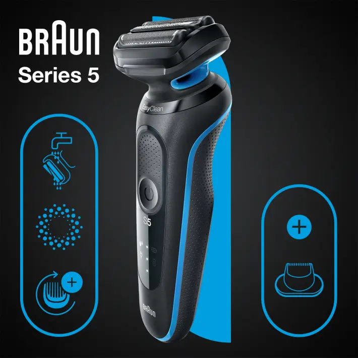 Rasierer BRAUN 51-B1000s Rasierer Series 5 Blau (Cassette, Reinigungsstation:  Nein)