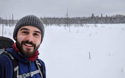 Ethan Ragan, AFF's Outreach Forester, on a winter hike.