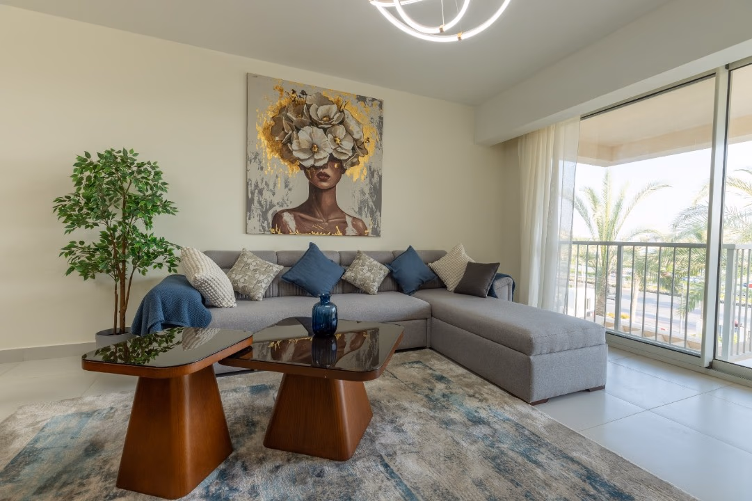 Modern Furniture in our 1BR property in Marassi Views