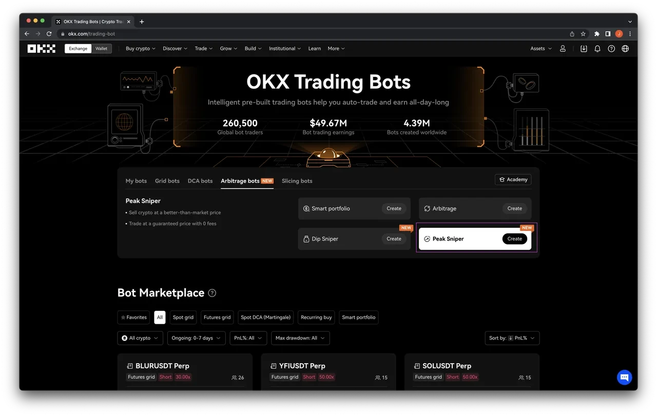 OKX 虛擬貨幣機器人：Peak Sniper | 幫助你輕鬆克服FUD！ | OKX