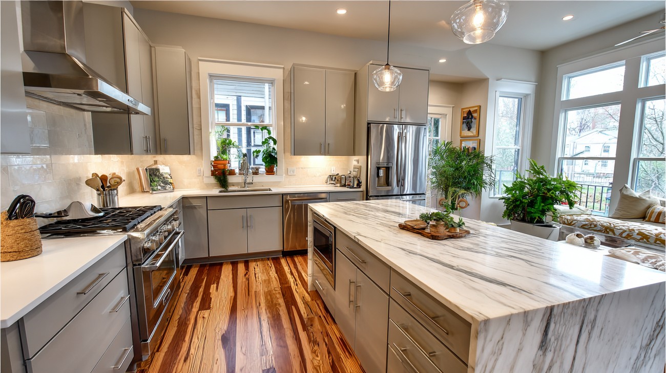 grey kitchen cabinets photo
