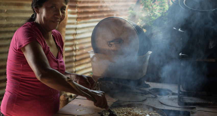 Azure woman cooking