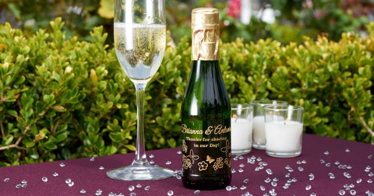 Etching Expressions personalized mini champagne wedding favor