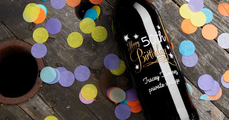 Custom etched wine bottles for birthday gifts by Etching Expressions