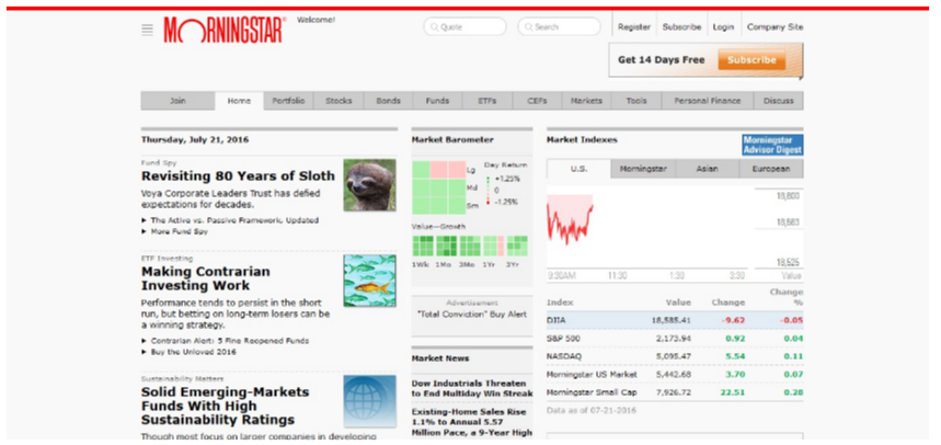 Morningstar screenshot