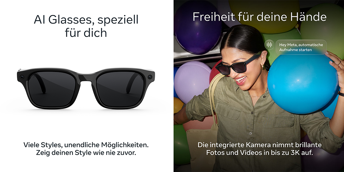 Meta Glasses Adventurer in Classic Black mit polarisierten grauen Gläsern