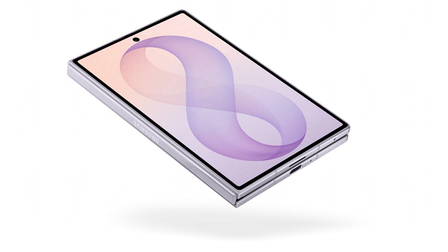 Zu sehen ist eine Nahaufnahme eines zusammengeklappten Galaxy Z Fold8 im Profil mit seiner abgeschrägten Innenblende, dank der sich das Smartphone sanfter öffnen lässt.