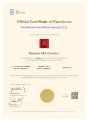 Redmind wins TechBehemoths Awards 2025 in app development, software development and React