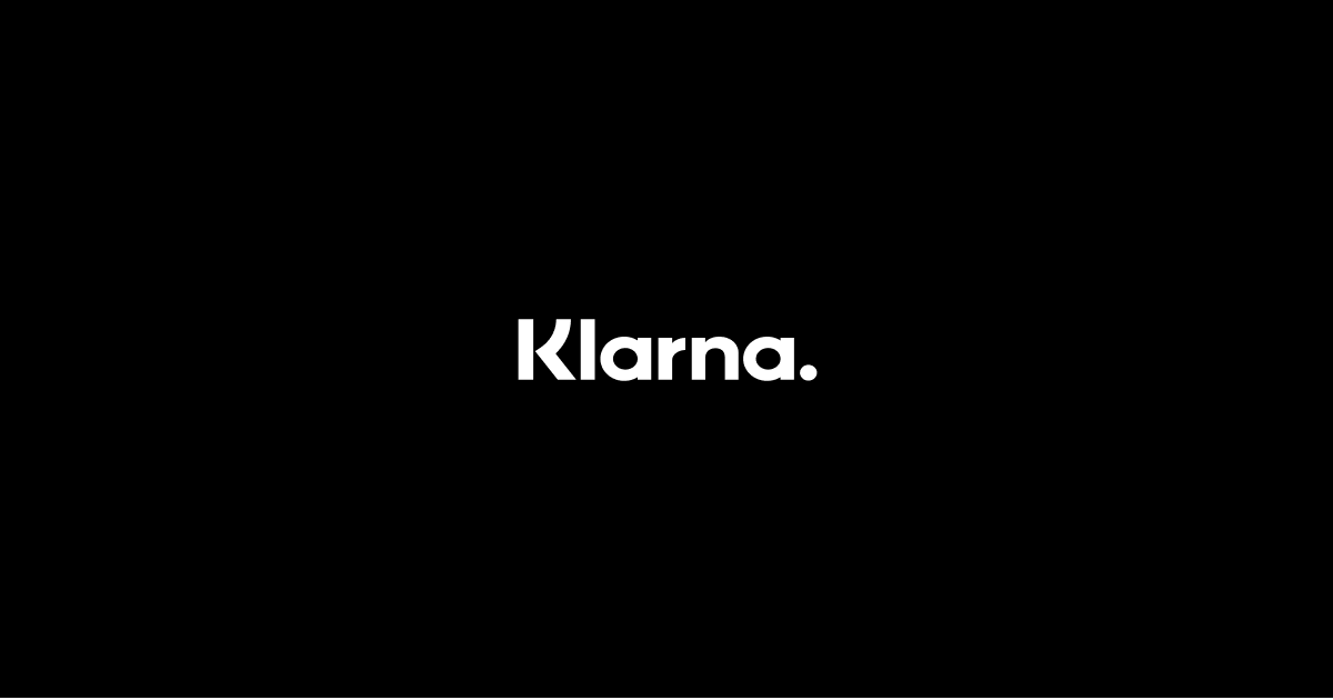 Klarna logo with a dark background
