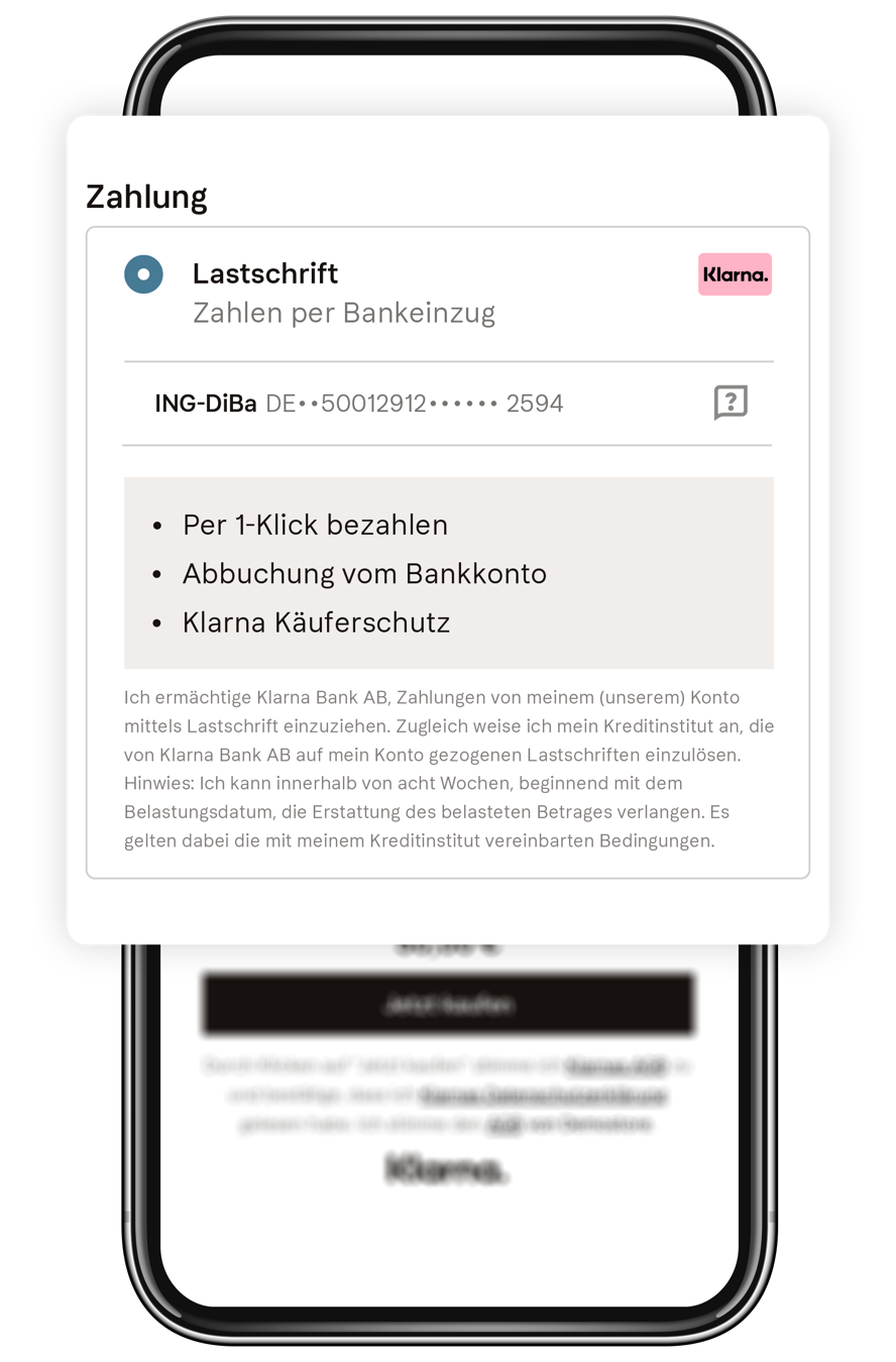 Zahlungs mit Lastschrift bei Klarna