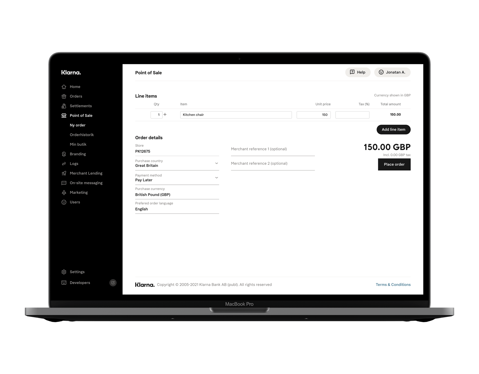 Image showing Point of Sale app in the merchant portal