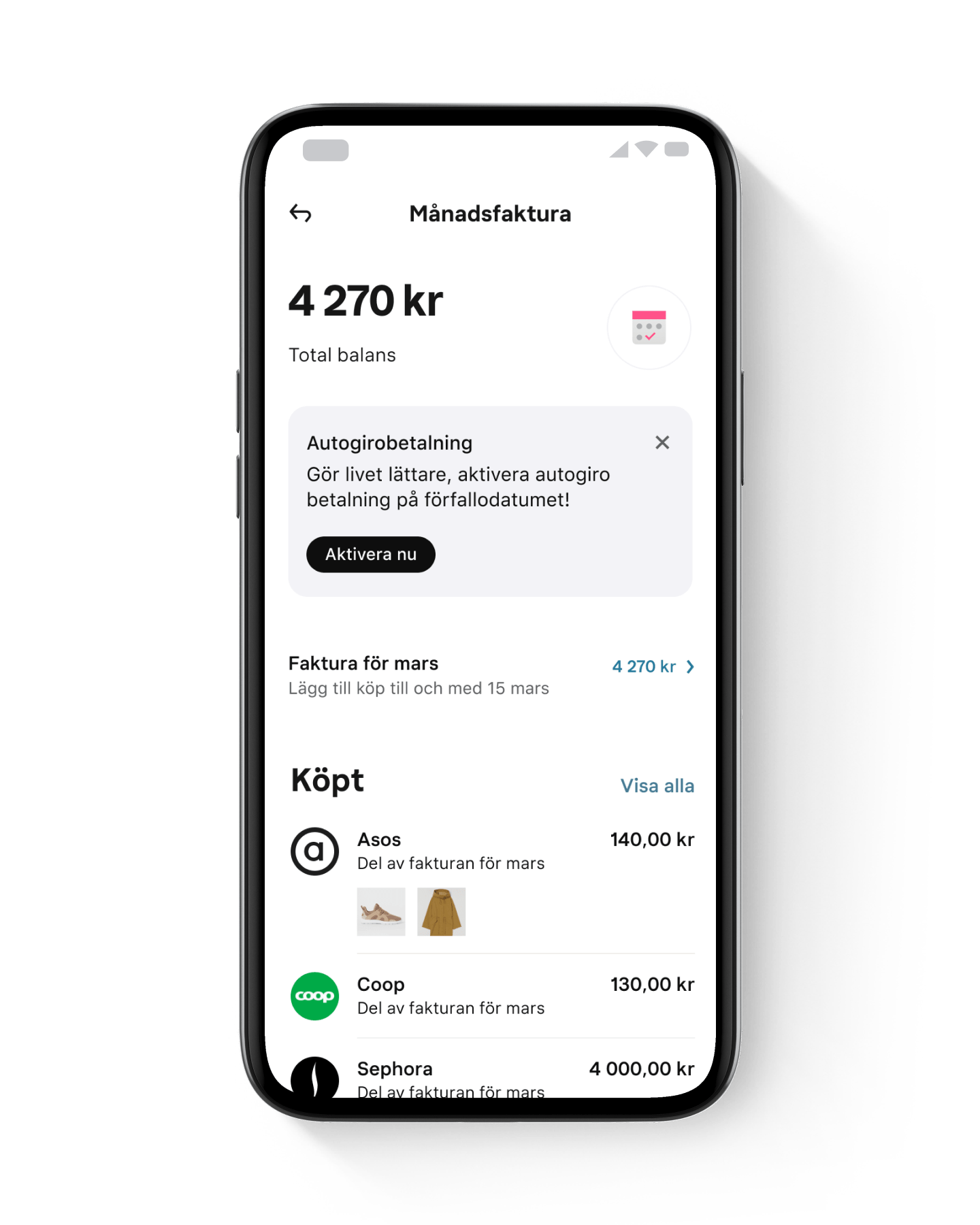 Monthly invoice with Autopay