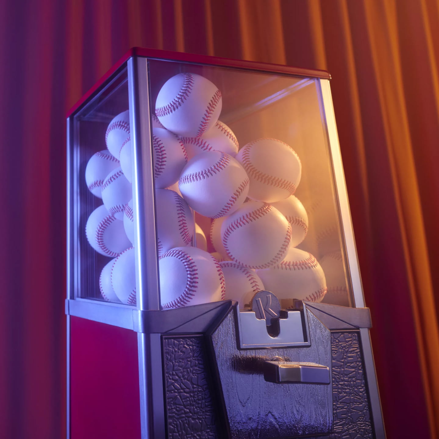 Vending machine filled with baseballs