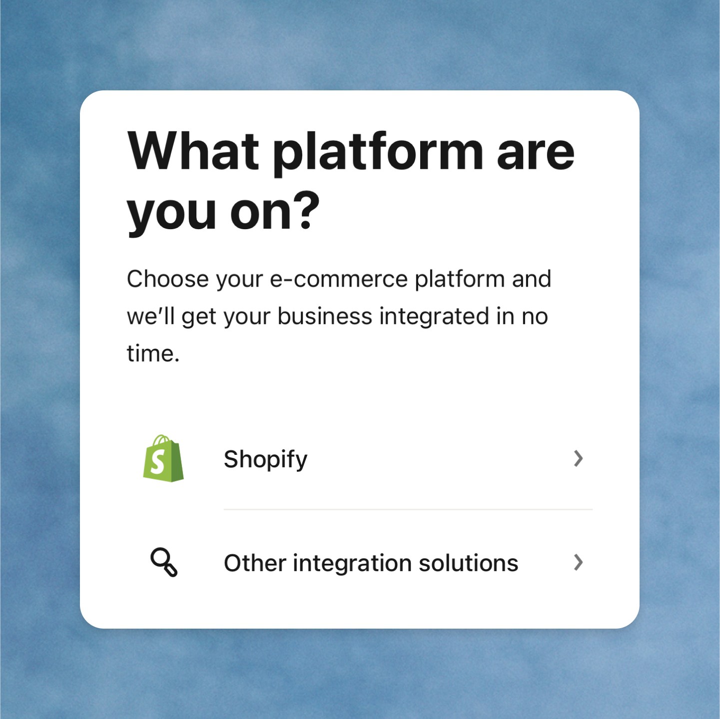 Select your e-commerce partner integration solution