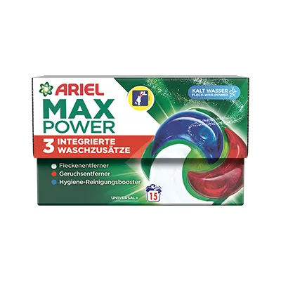 Kartonverpackung der Ariel Max Power PODS®  
