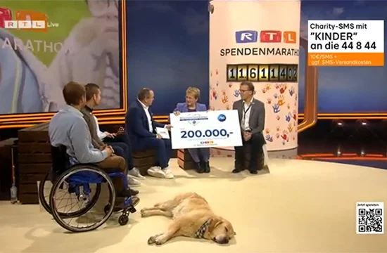 Übergabe Spendenscheck Tiergestützte Therapien RTL Spendenmarathon 2023