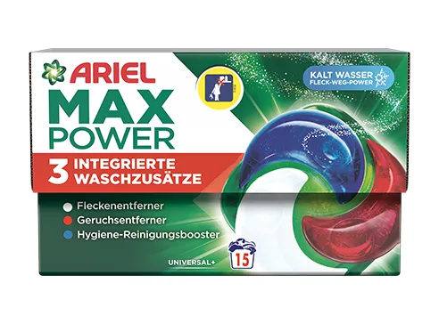 Kartonverpackung der Ariel Max Power PODS®  