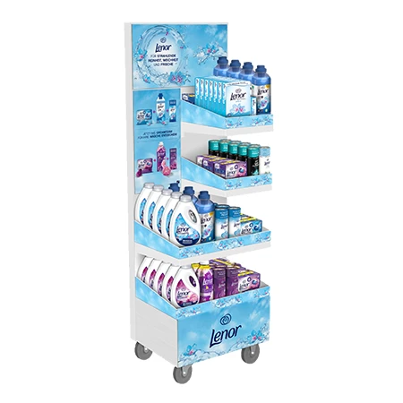 Permanenter Display Aufsteller der Marke Lenor und Always Discreet