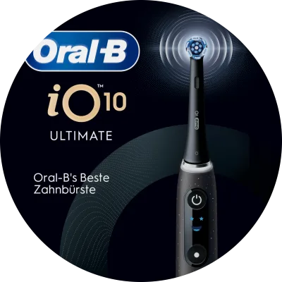Elektrische Oral-B iO Zahnbürste mit rundem Bürstenkopf als Symbol für moderne, gründliche Mundpflege