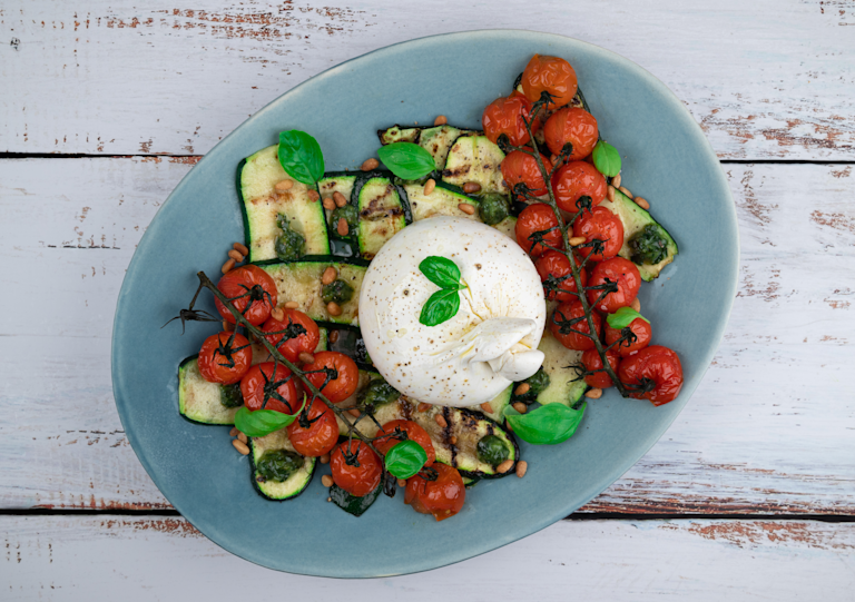Fresh cherry tomato and burrata salad