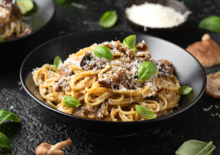Traditional italian fresh pasta with porcini mushrooms & parmesan