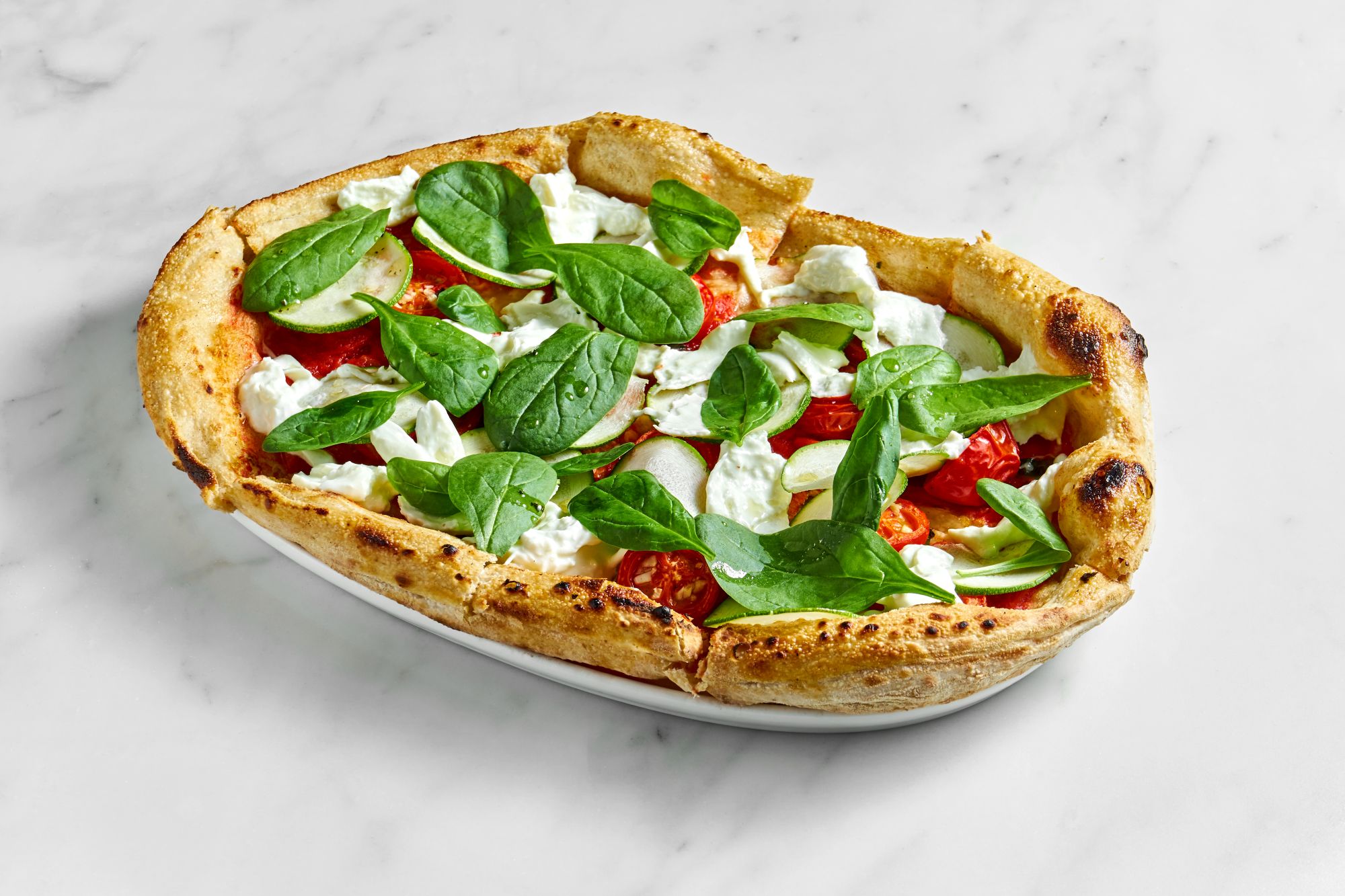 Zucchini tart with Burrata and Parmesan