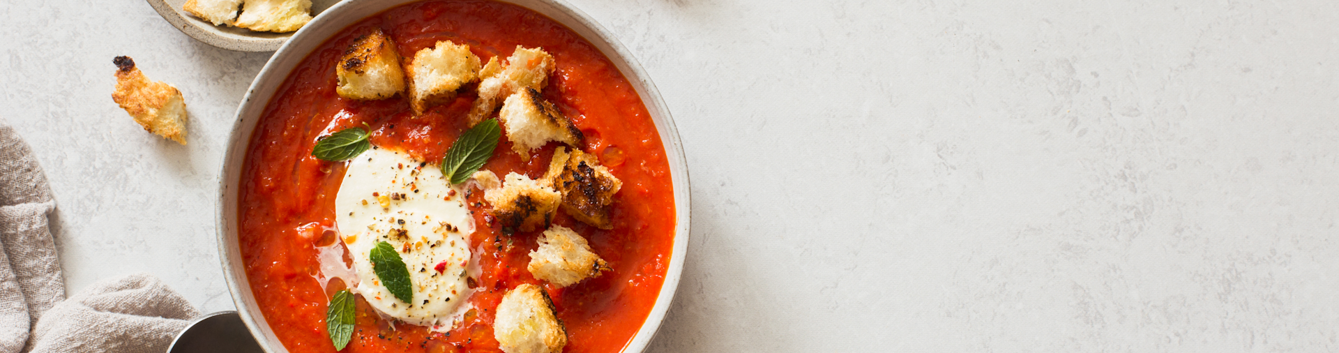 Tomato soup with galbani mozzarella cucina — a cozy, melting winter comfort dish