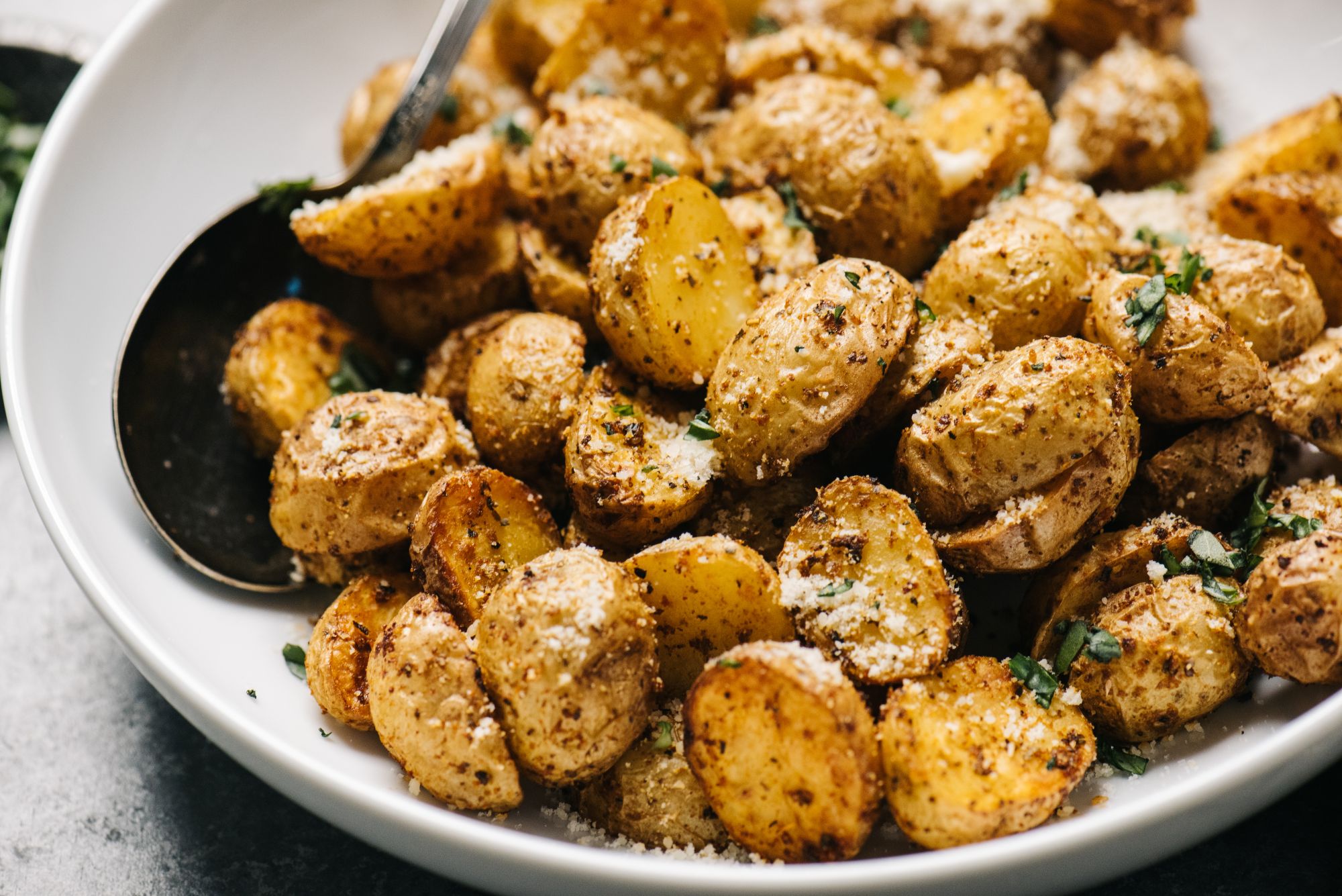 Roasted baby potatoes with Parmesan