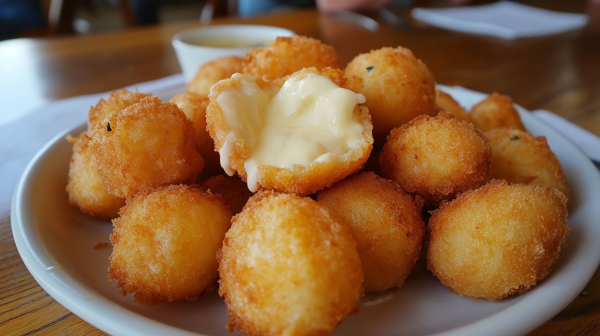 Fried Burrata and tomato salad with pesto