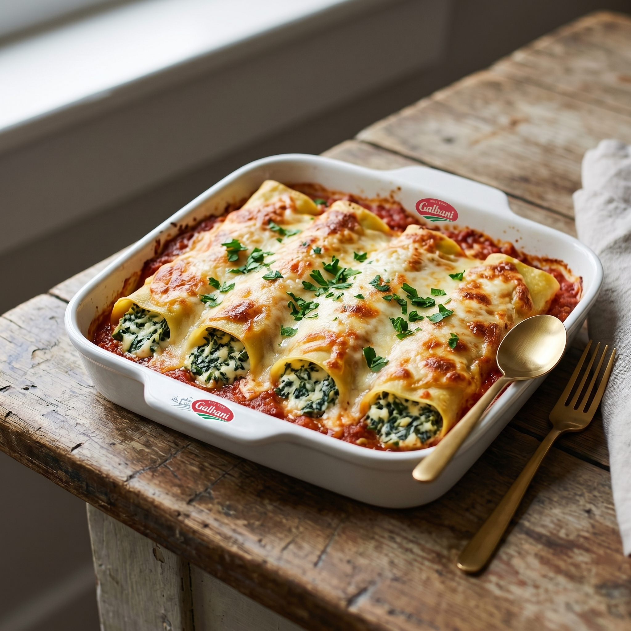 Ricotta and spinach cannelloni