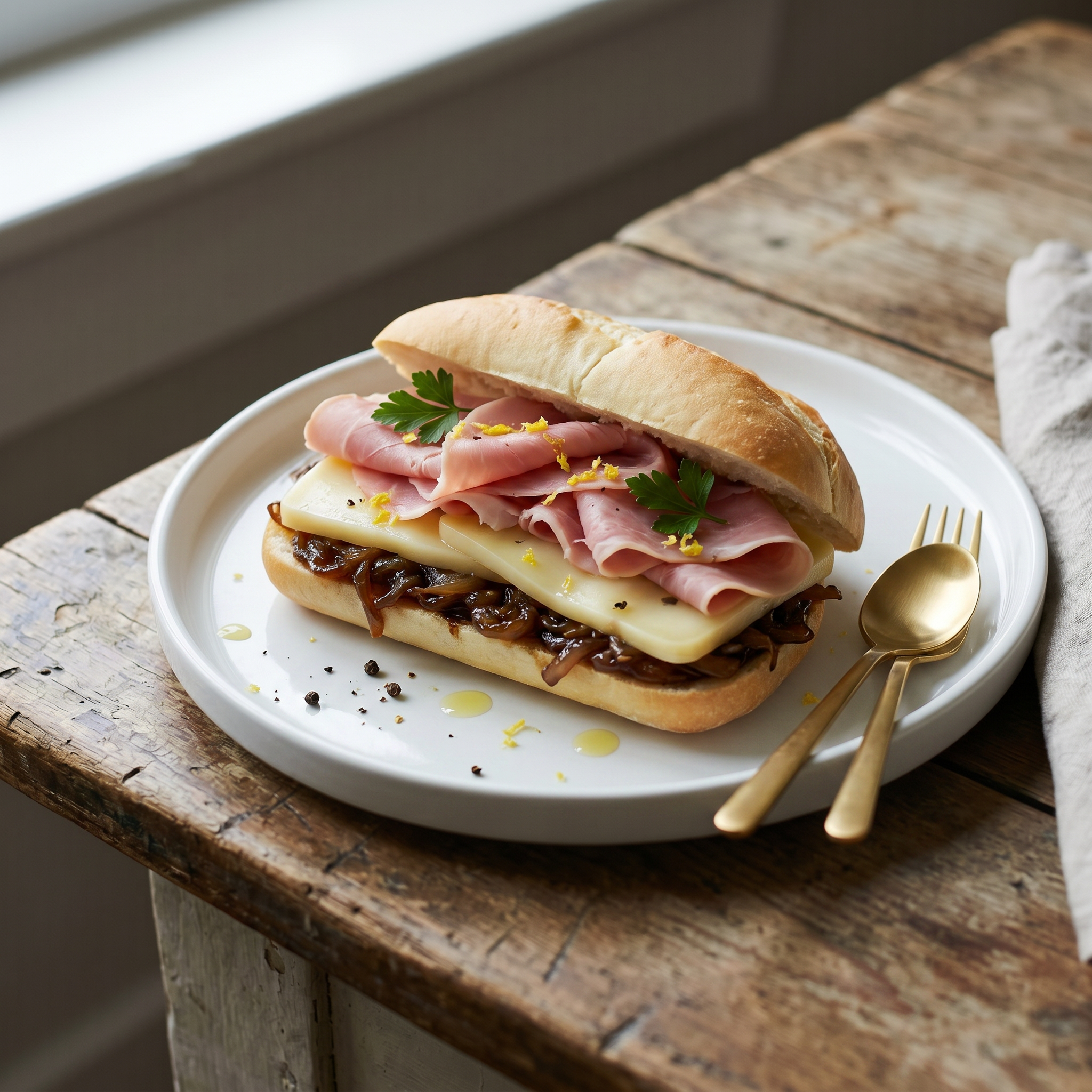 Prosciutto, cheese and balsamic vinegar sandwich