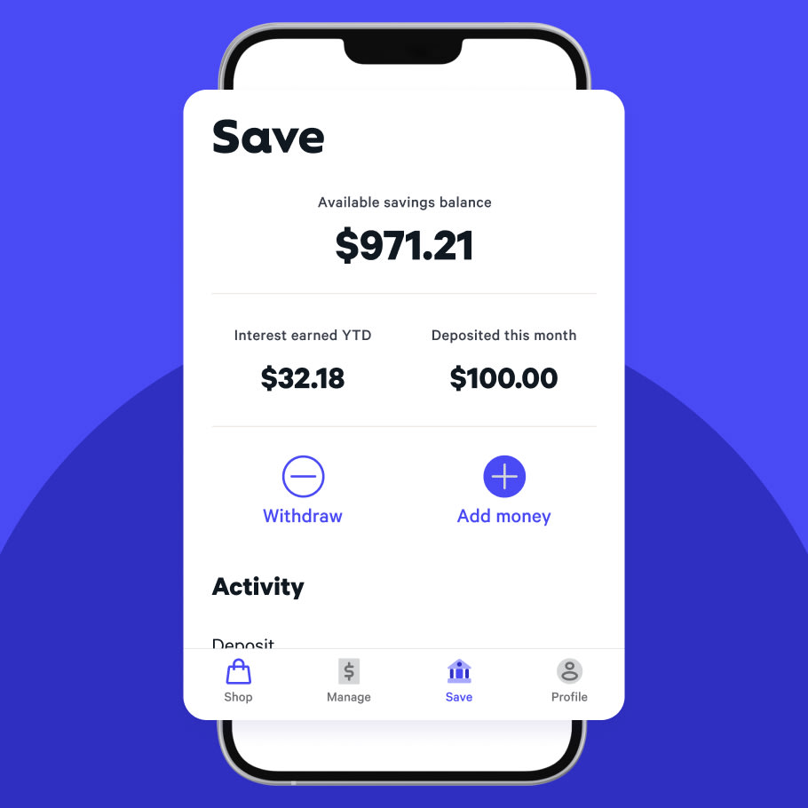 Animation of a smartphone with savings plan