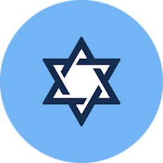 Jewish at Affirm employee resource group logo with Star of David in blue circle