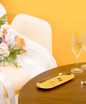 Table with wedding accessories