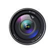 Professional camera lens front view