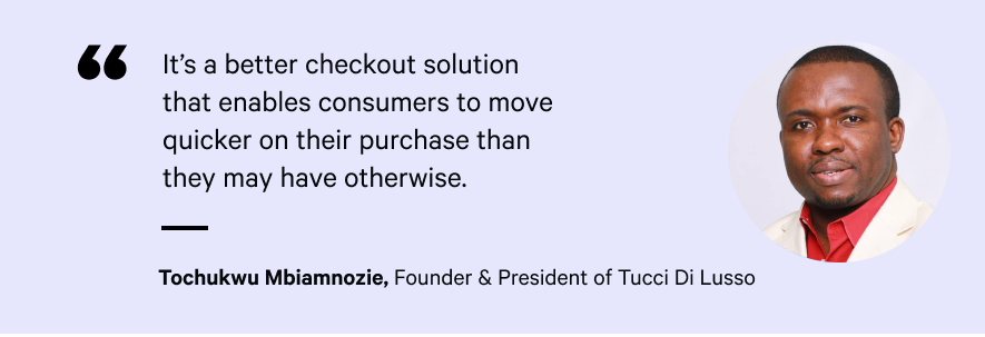 callout quote with headshot of founder of Tucci Di Lusso