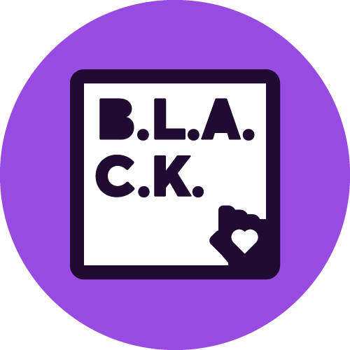 B.L.A.C.K. at Affirm employee resource group logo with purple background and building icon